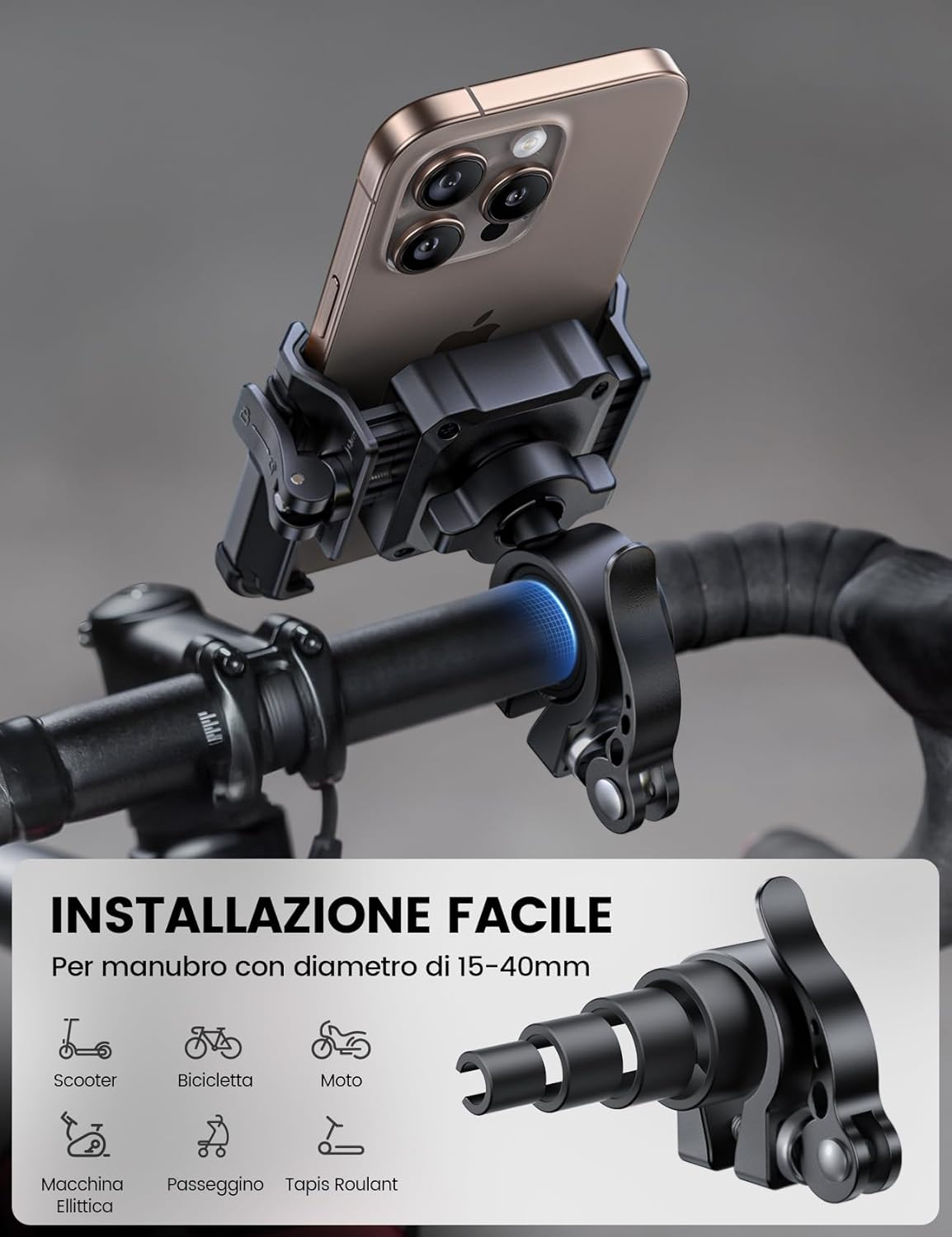 Lamicall Supporto Telefono Bicicletta 360° Rotazione - immagine 6