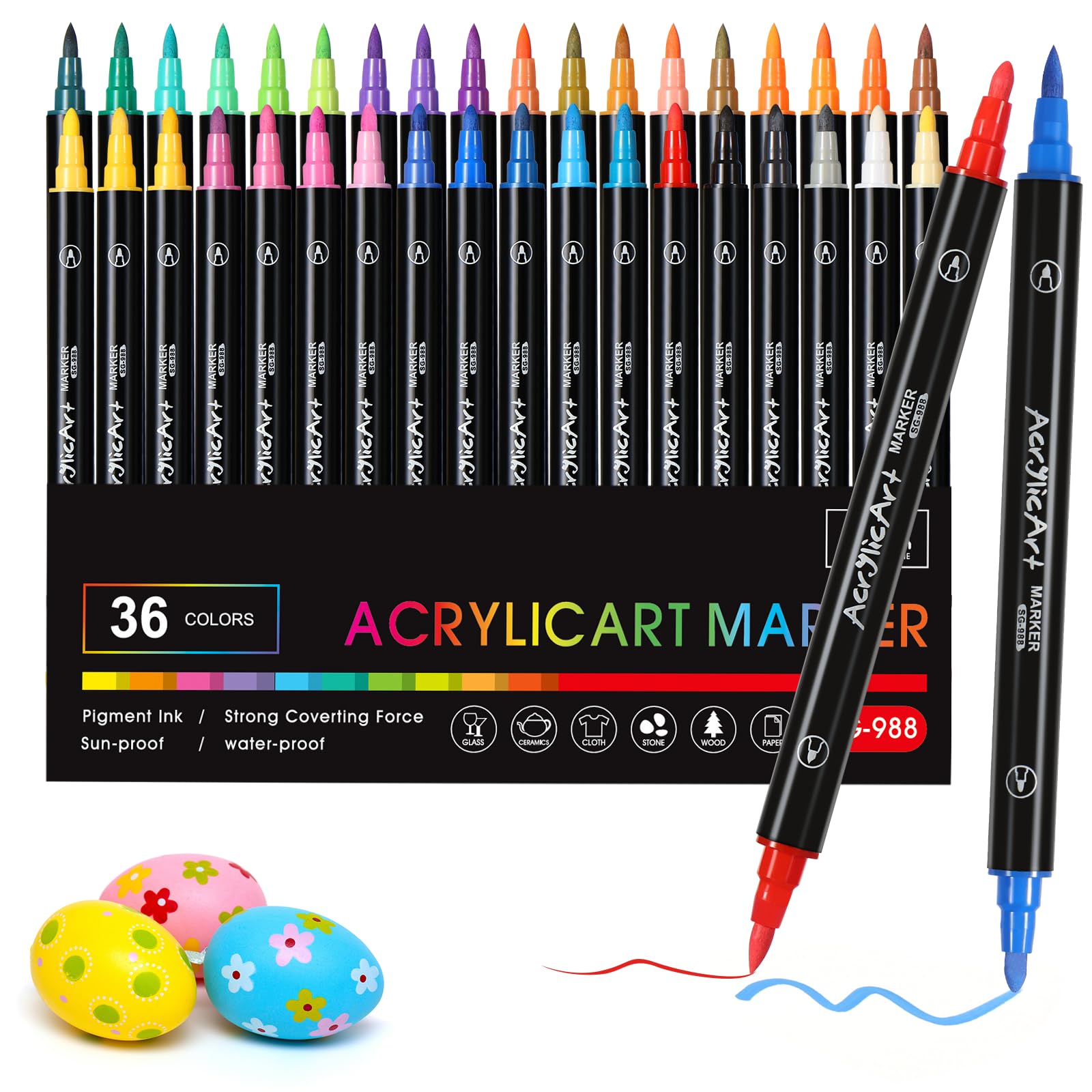 Diboniur 36 Colori Pennarelli Acrilici Doppia Punta