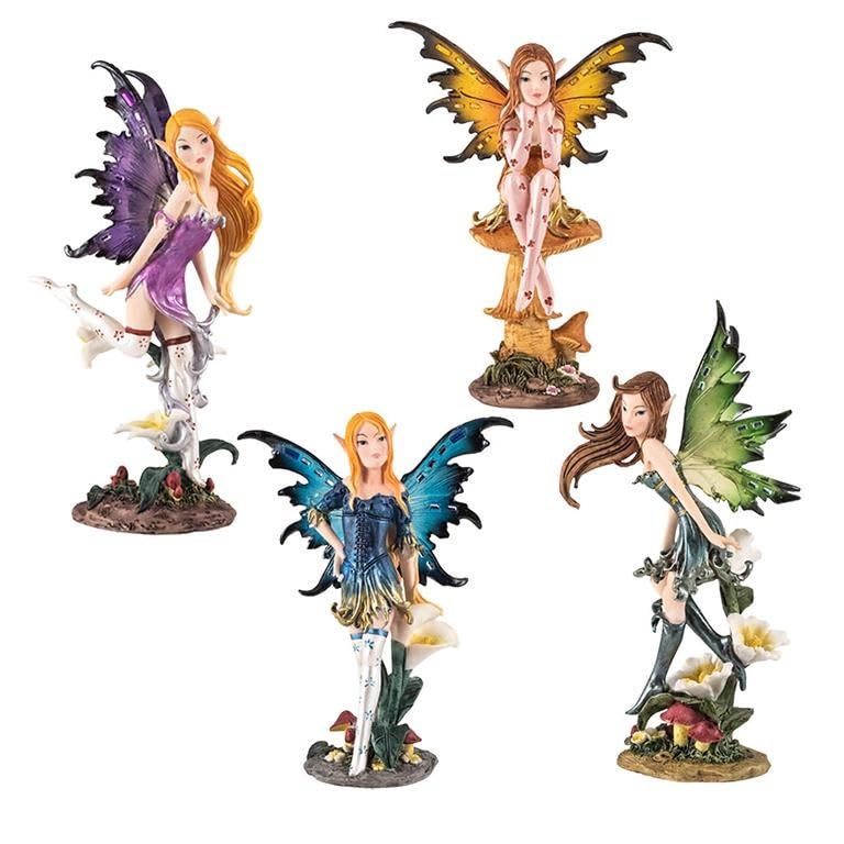 DRW Set 4 fate da piedi colori in resina dipinta a mano 7x7x18 cm