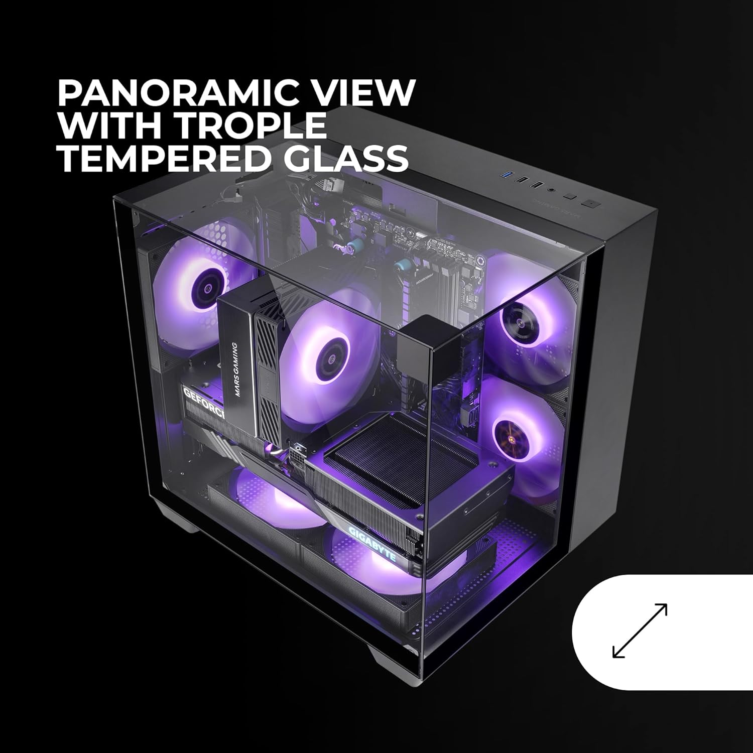 Mars Gaming MC-VISIONM - Case Gaming MicroATX, Nero - immagine 2