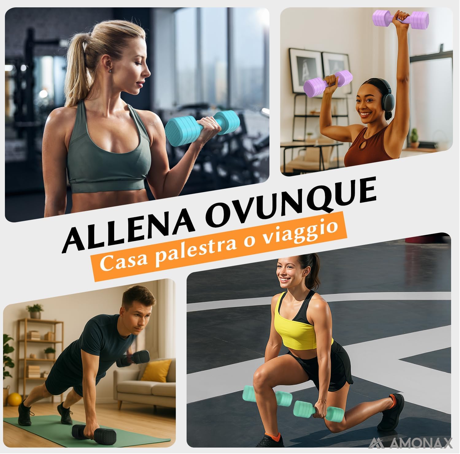 Amonax Pesi Palestra Manubri Regolabili 4 in 1 - immagine 6