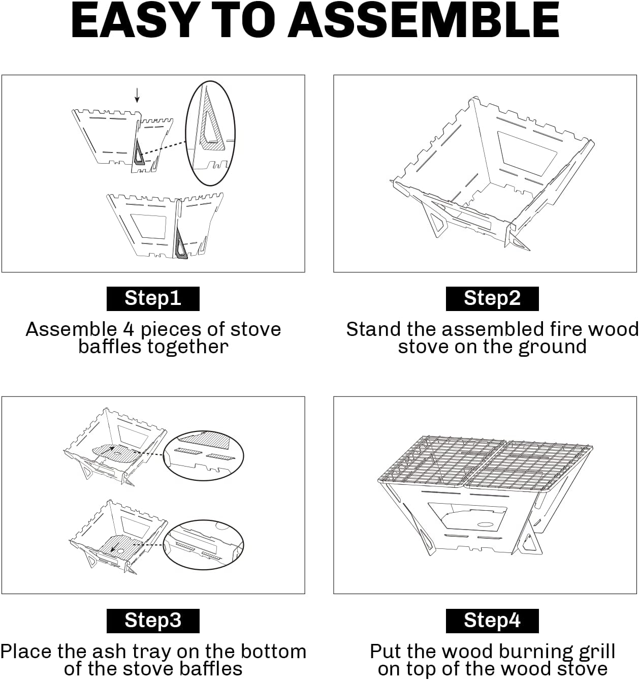 Fire-maple Stufa a Legna Portatile 4 pezzi - immagine 4