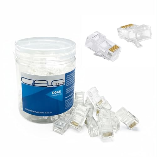 Connettori RJ45 Cat 5e, 8P8C, Terminali Rivestiti in Oro, Standard EIA ...