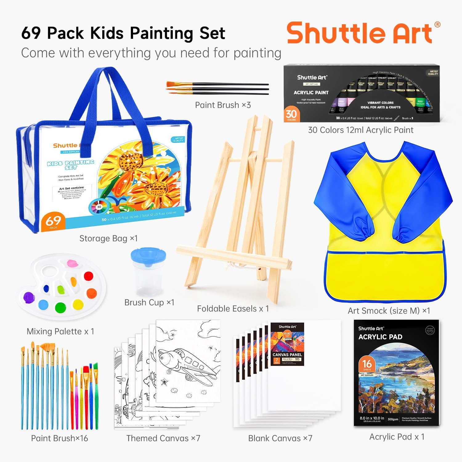 Pack 69 Kit Pittura Bambini con 30 Colori Acrilici - immagine 3