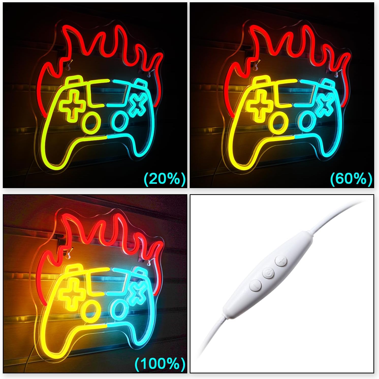 Insegna Neon Gaming Fire LED Dimmerabile USB - immagine 4