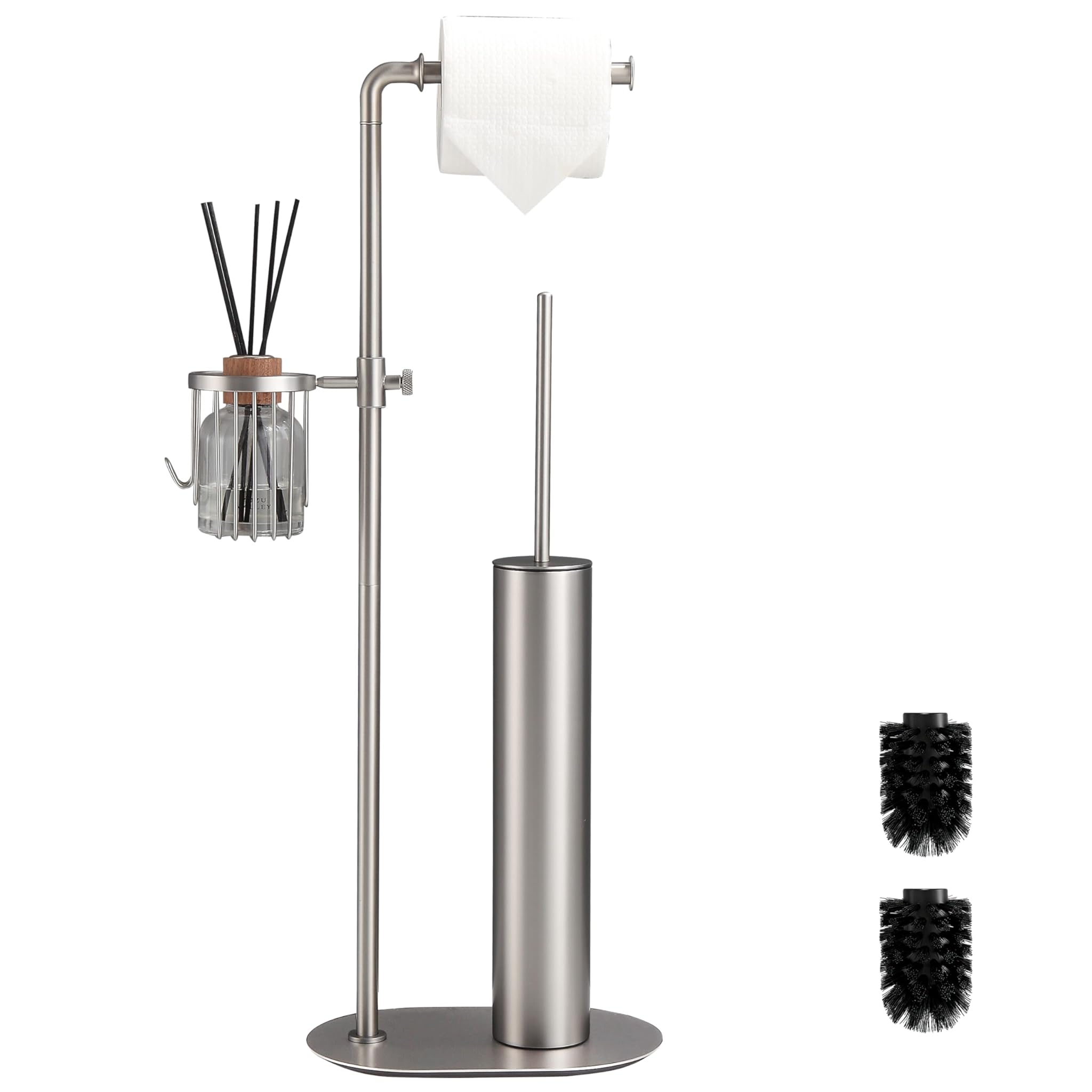 Bvl Porta Carta Igienica e Scopino in Acciaio Inox, Nichel