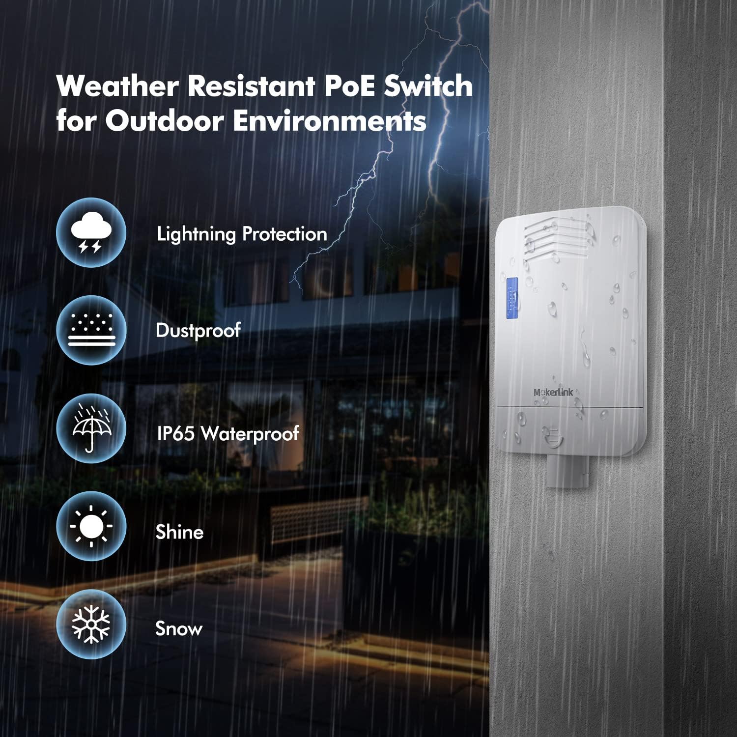 Mokerlink Switch Gigabit PoE a 6 Porte, 65W IP65 - immagine 5