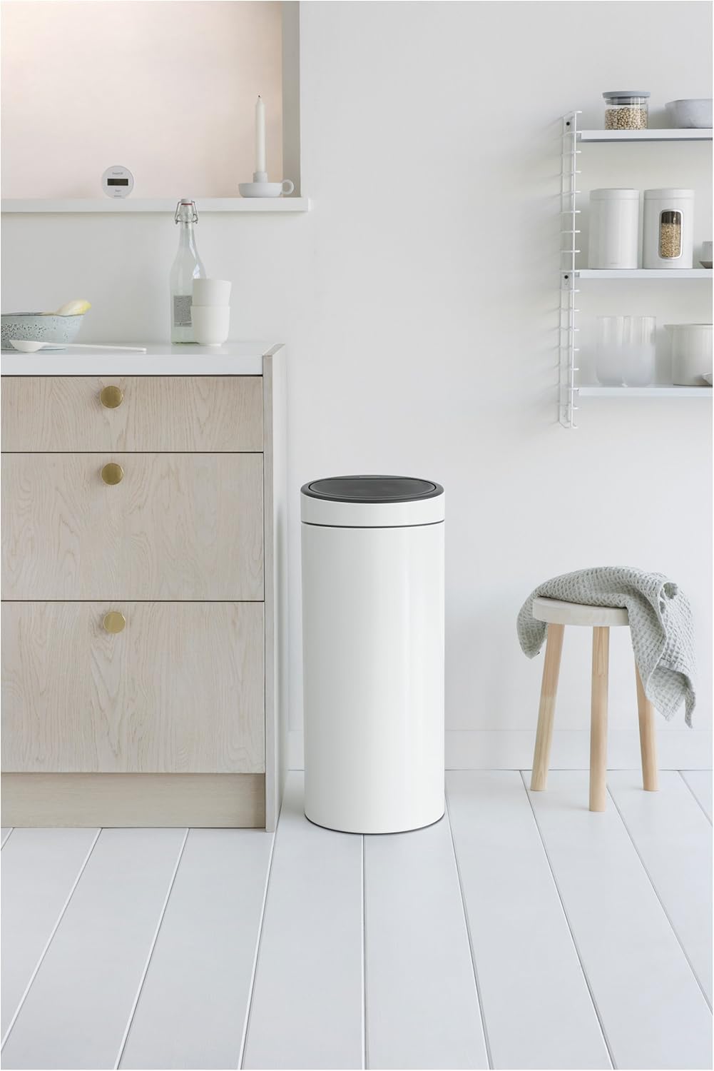 Brabantia Touch Bin New Pattumiera, Metallo, Bianco, 30 litri - immagine 5