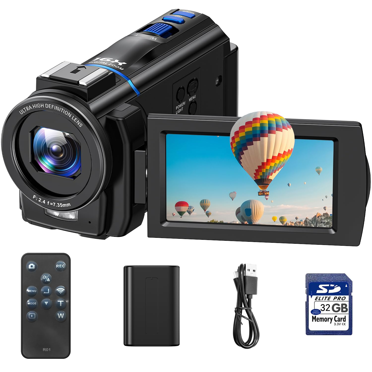 Videocamera 4K Vlog Camera con Zoom Digitale 16X