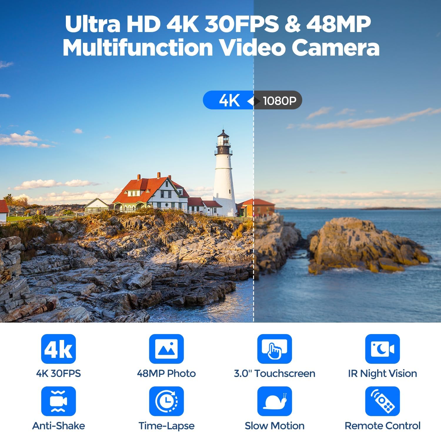 Videocamera 4K Vlog Camera con Zoom Digitale 16X - immagine 2