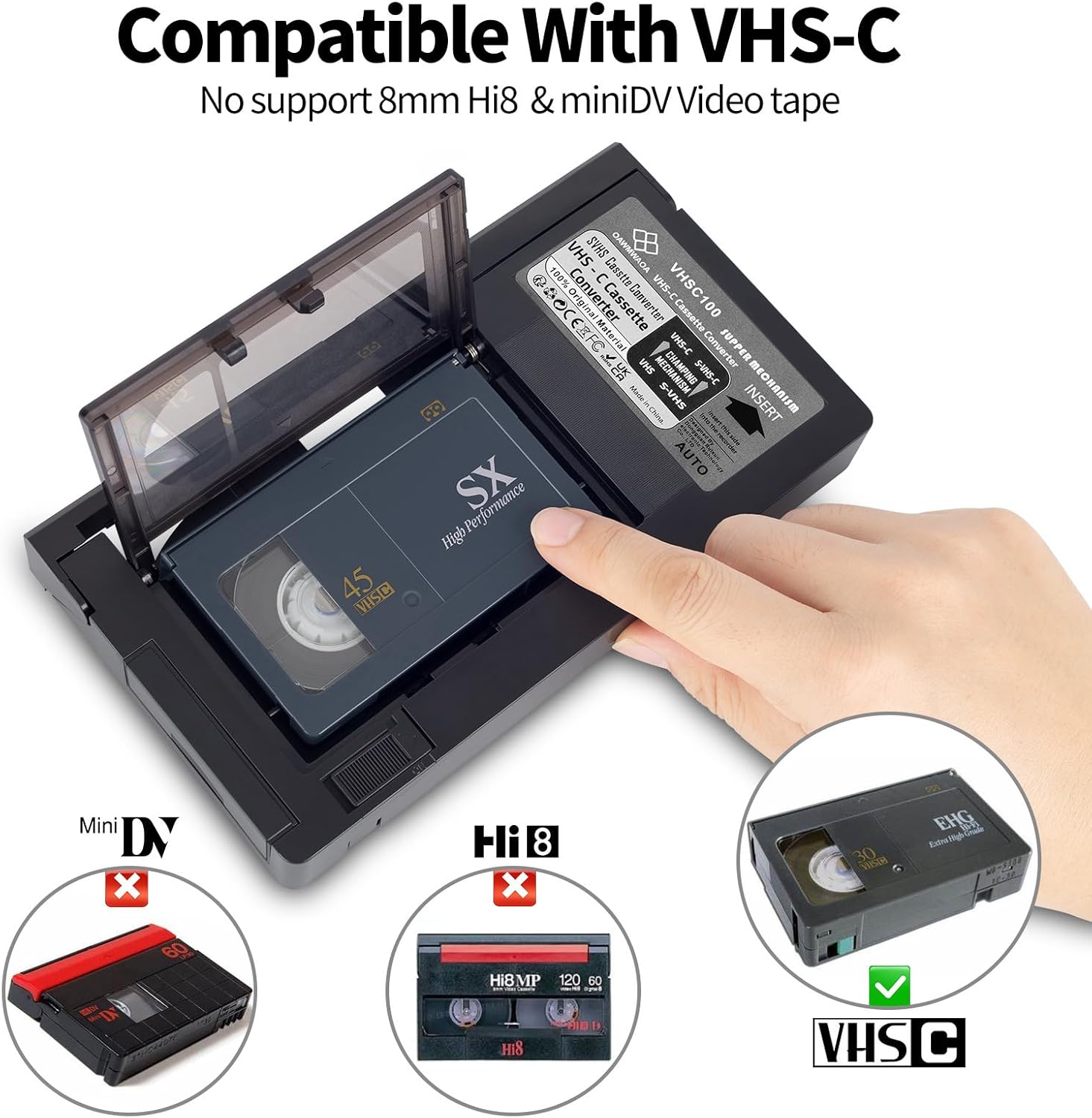 Adattatore per Cassette VHS-C Convertitore VHS - immagine 3