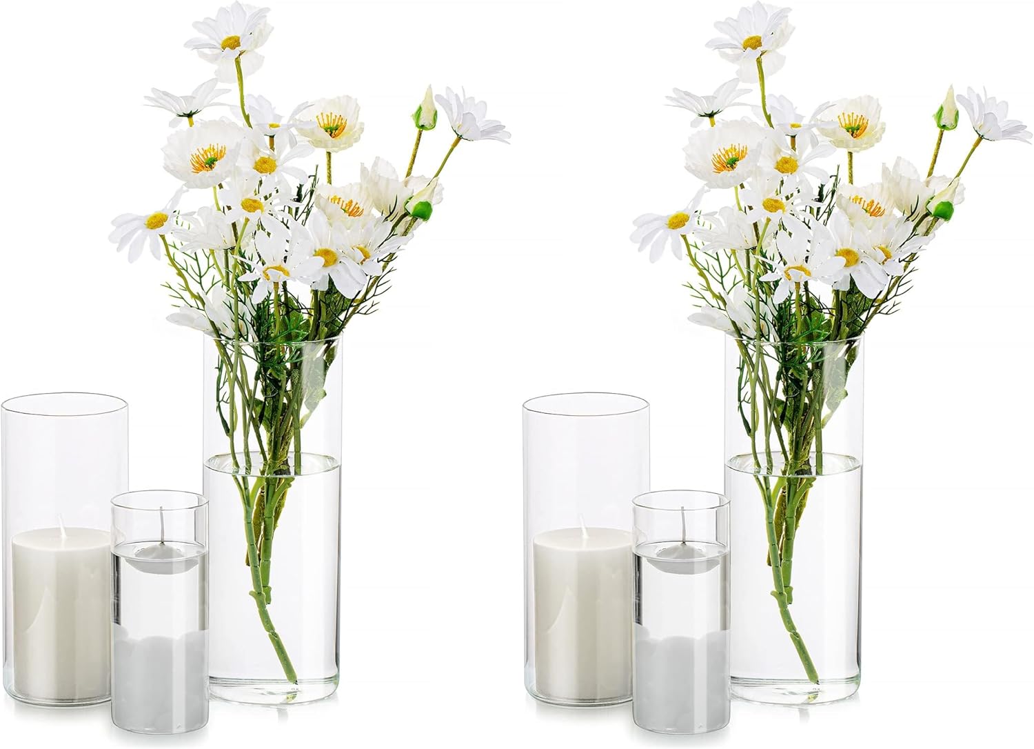 Glasseam Cilindro Vaso Fiori Vetro Trasparente 2 Set