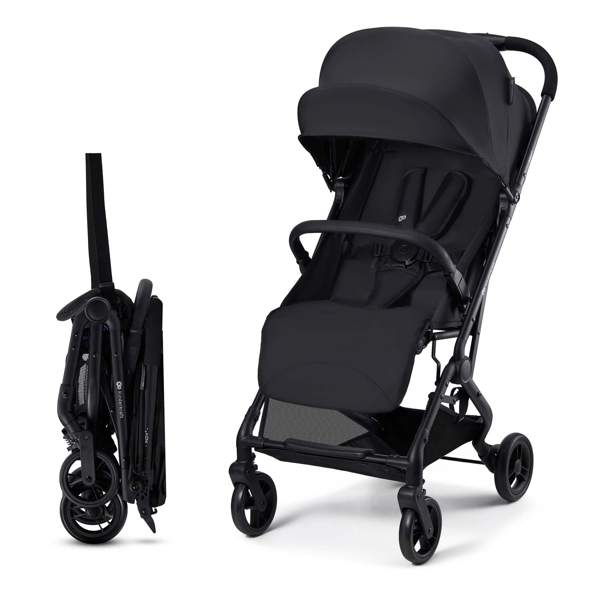 Kinderkraft INDY 3 Passeggino Leggero e Compatto, Nero