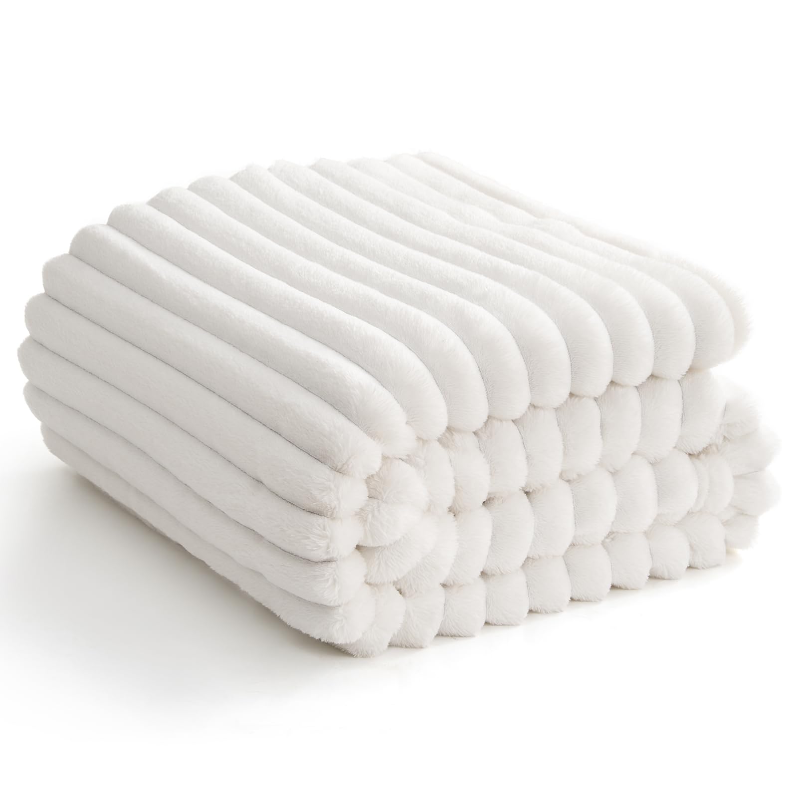 Wavve Coperta Plaid Pile Flanella 270x230 cm, Bianco