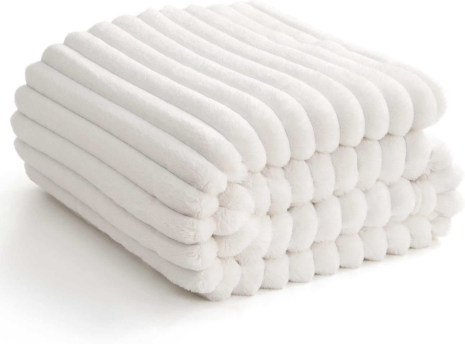 Wavve Coperta Plaid Pile Flanella 270x230 cm, Bianco - immagine 1