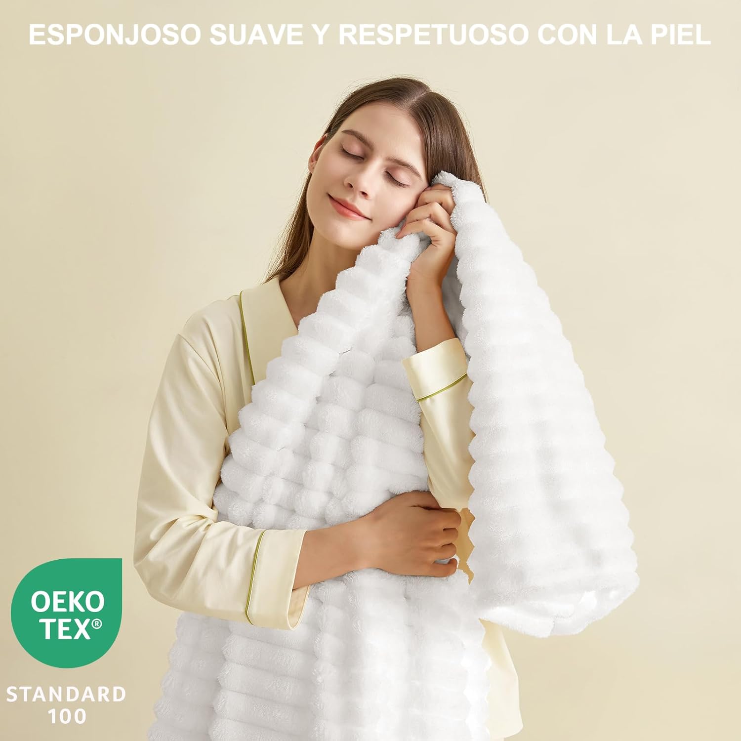 Wavve Coperta Plaid Pile Flanella 270x230 cm, Bianco - immagine 2
