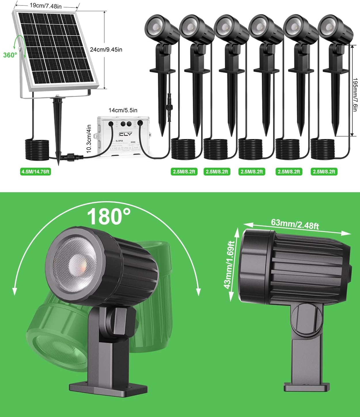 Faretti Solari Esterno 1200LM 6 in 1 IP66 - immagine 3