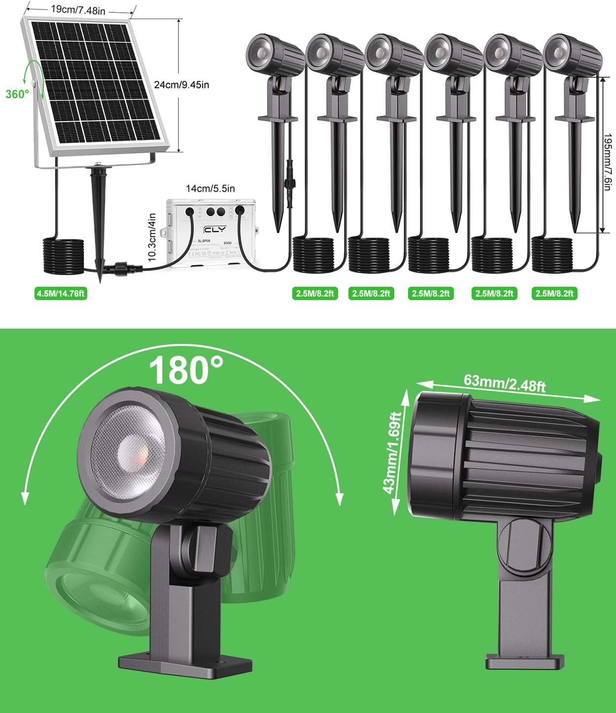 Faretti Solari Esterno 1200LM 6 in 1 IP66 - immagine 9