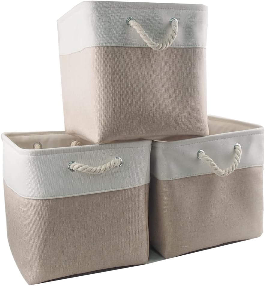 Mangata Set 4 Scatole per Armadio 33x33x33cm, Bianco Kaki - immagine 8