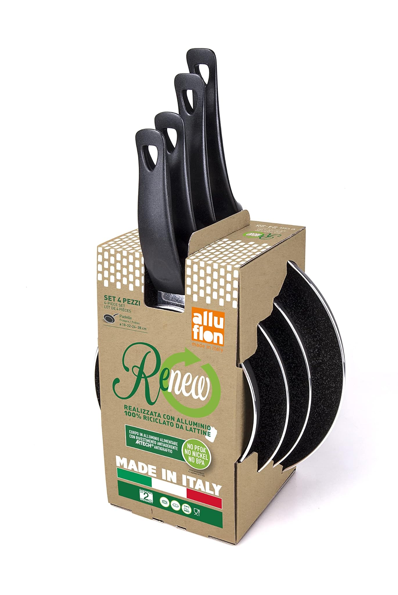 Alluflon Vesuvia Renew Set Padelle 18+22+24+28cm