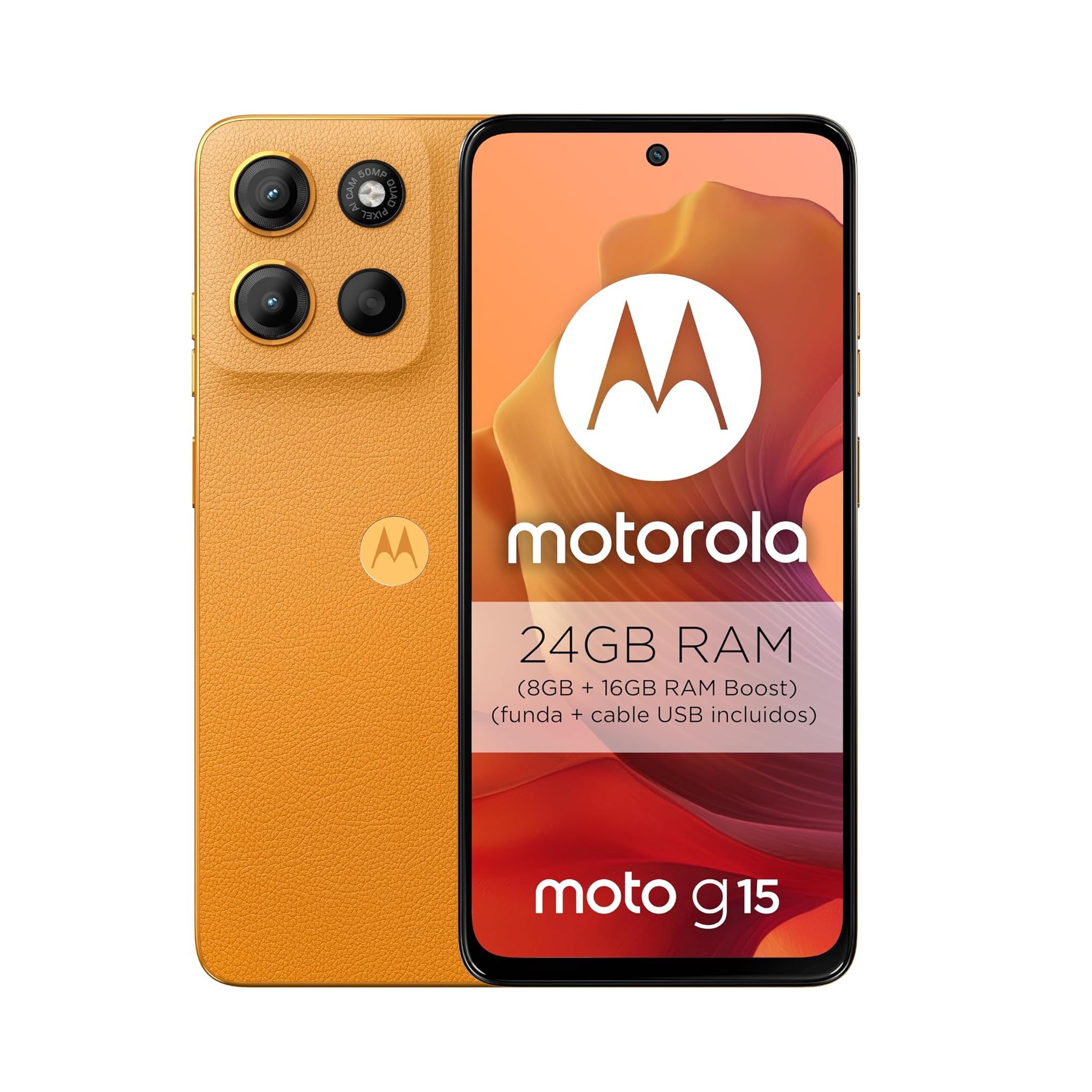 Motorola Moto G15 128GB Arancione, Schermo 6,72" FHD+