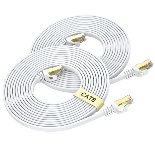 Busohe Cat 8 Cavo Ethernet 3 Metri - 2 Pezzi, Bianco
