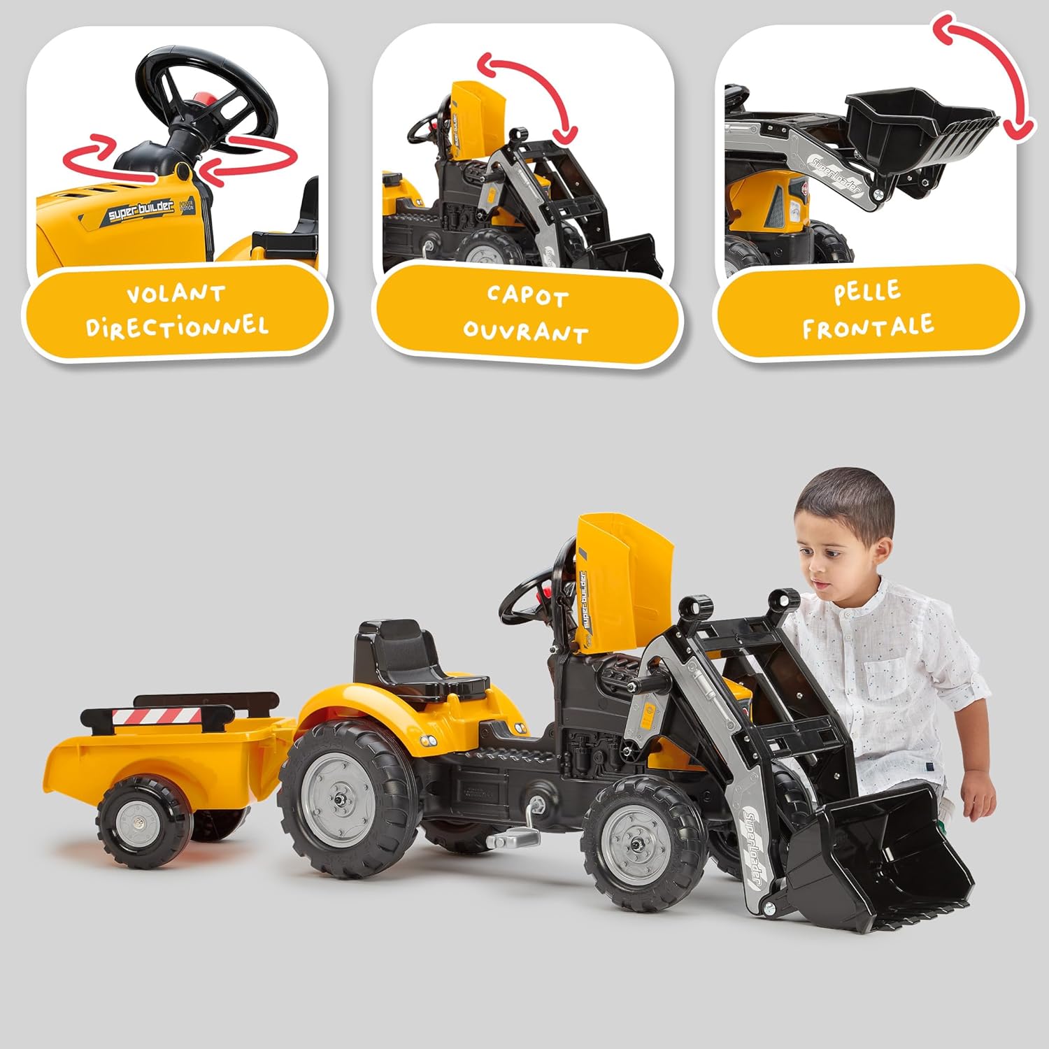 Falk Tractopala a Pedali SuperBuilder Giallo - immagine 3