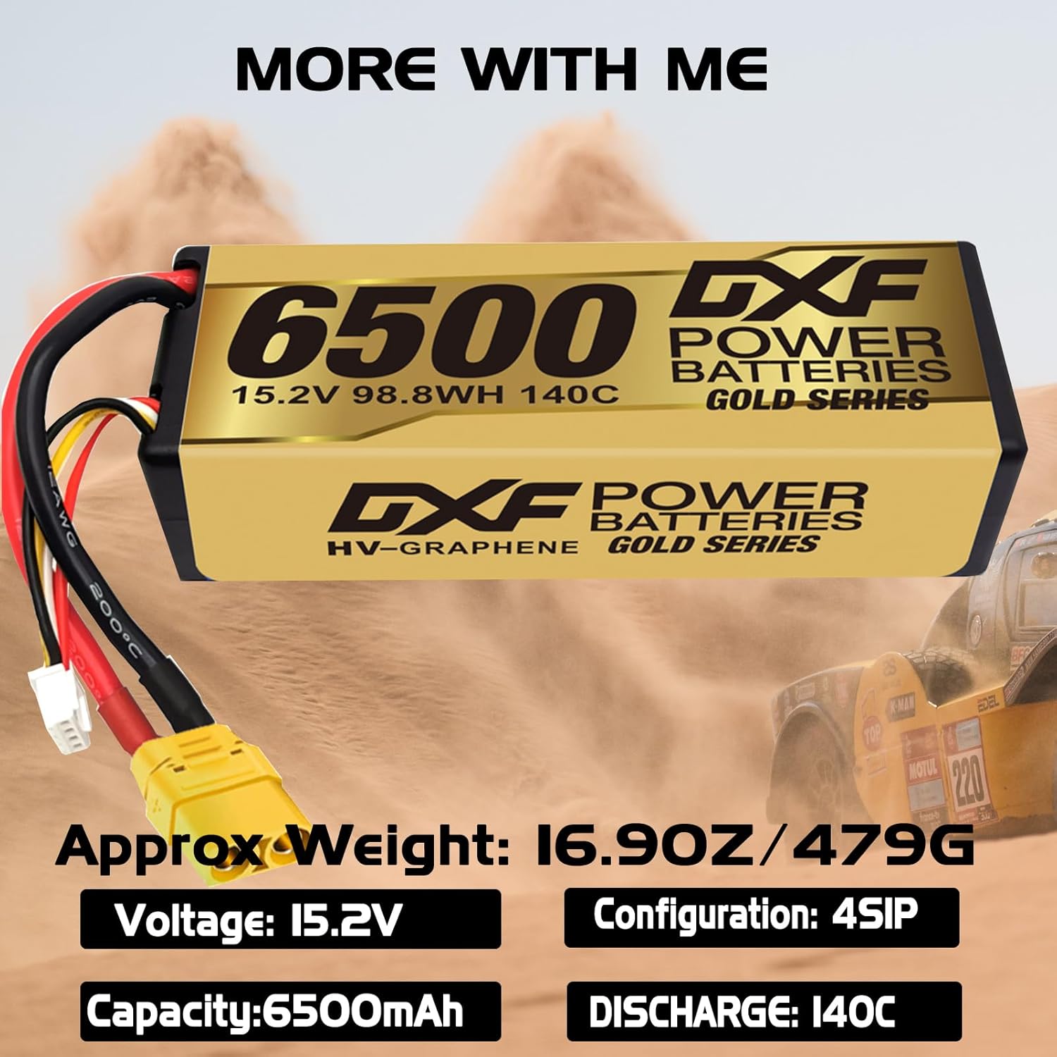 Dxf Batteria Lipo High Voltage 4S 6500mAh 140C (2PCS) - immagine 3