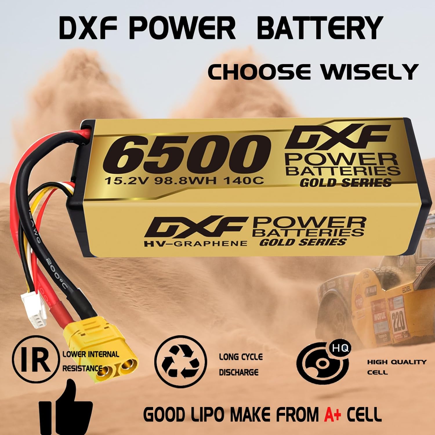 Dxf Batteria Lipo High Voltage 4S 6500mAh 140C (2PCS) - immagine 4