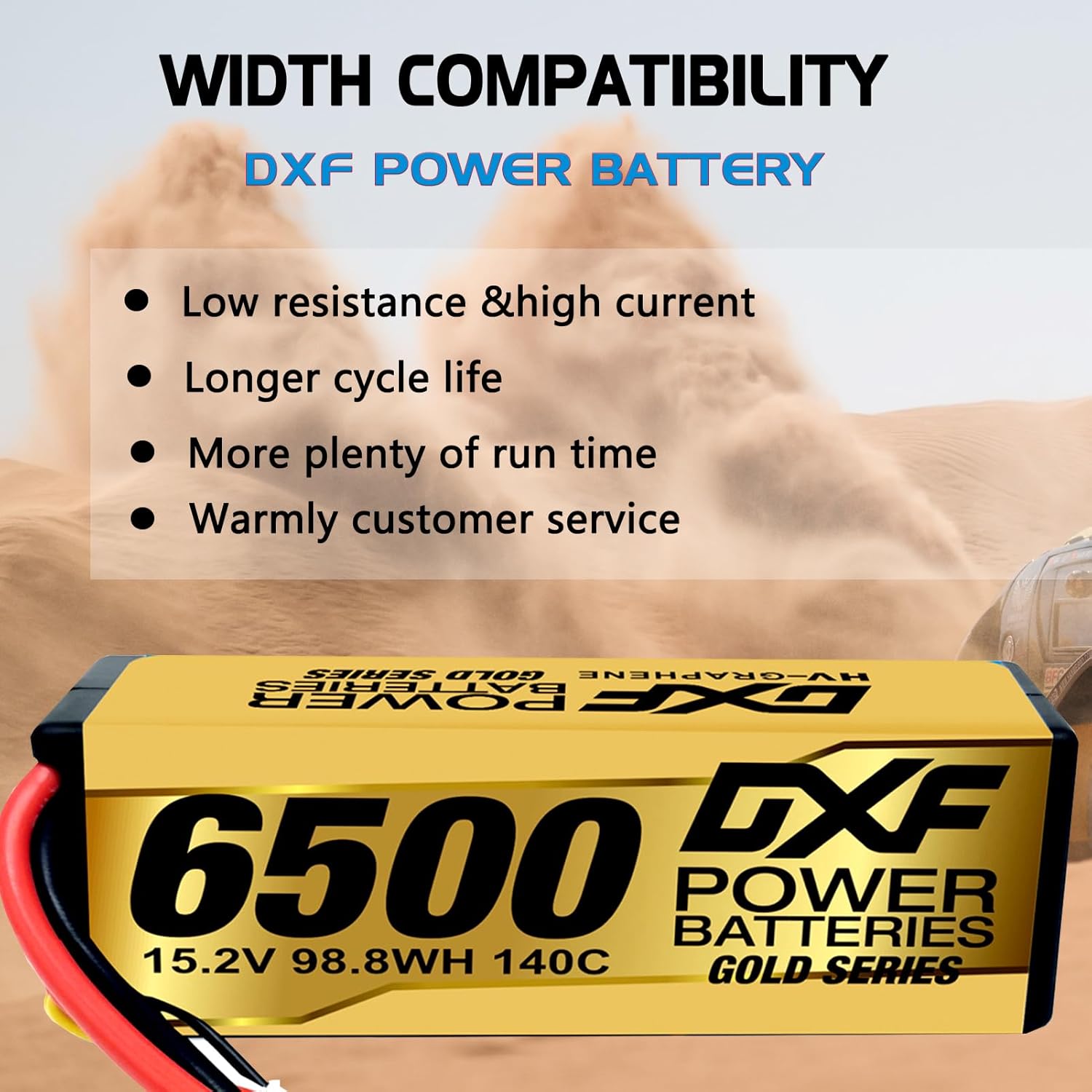 Dxf Batteria Lipo High Voltage 4S 6500mAh 140C (2PCS) - immagine 6