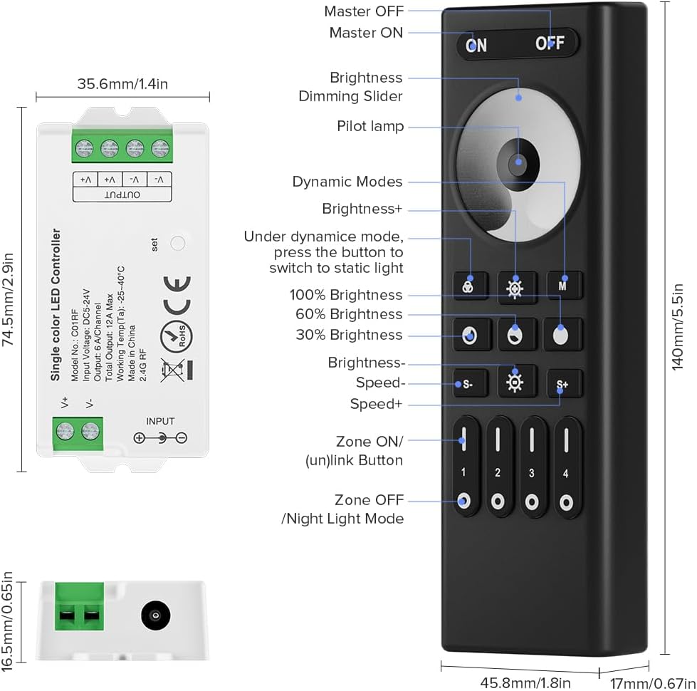 Btf-lighting Kit Dimmerabile FCOB 5050SMD con Telecomando RF - immagine 5