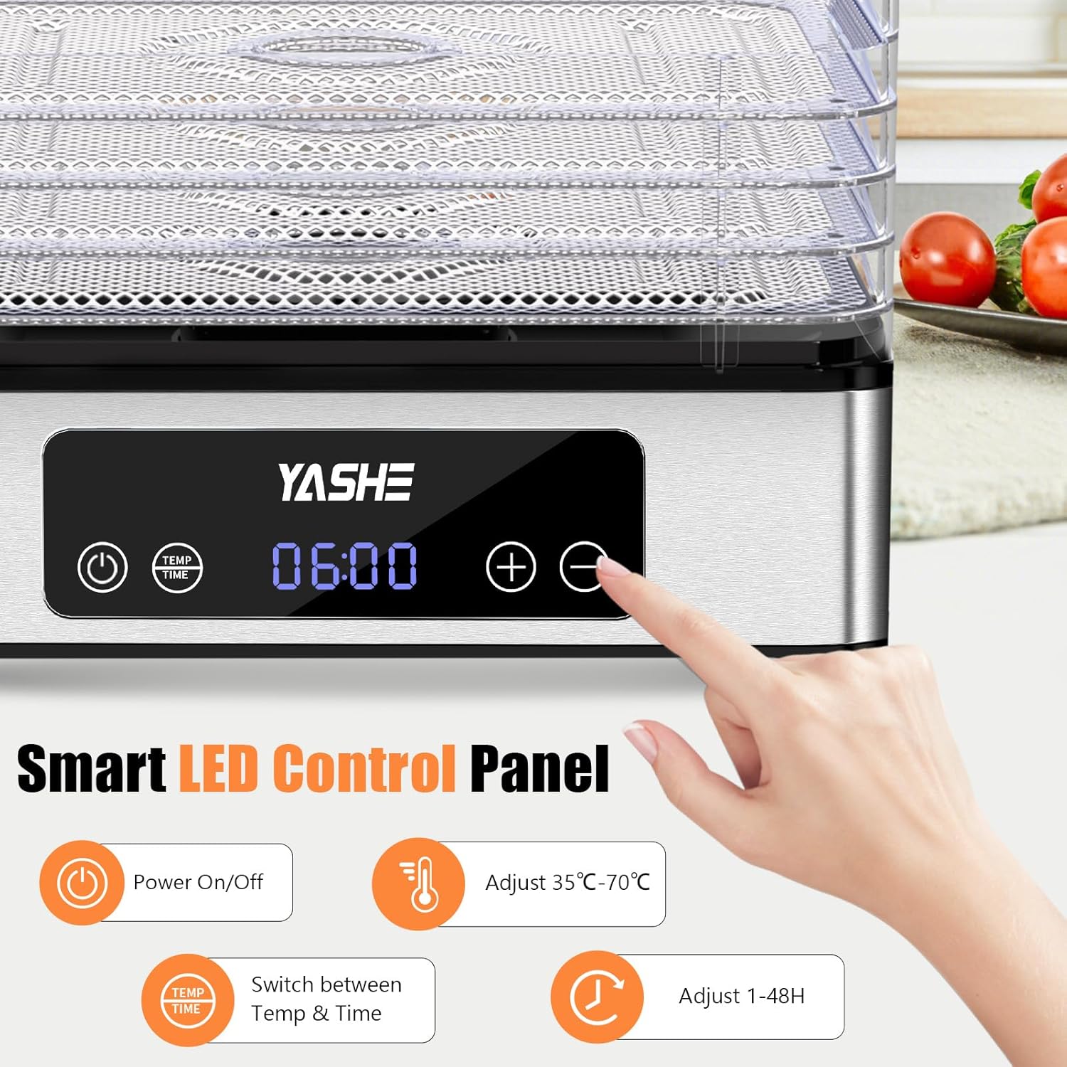 Yashe Essiccatore Alimentare 400W con 5 Vassoi Inox - immagine 2