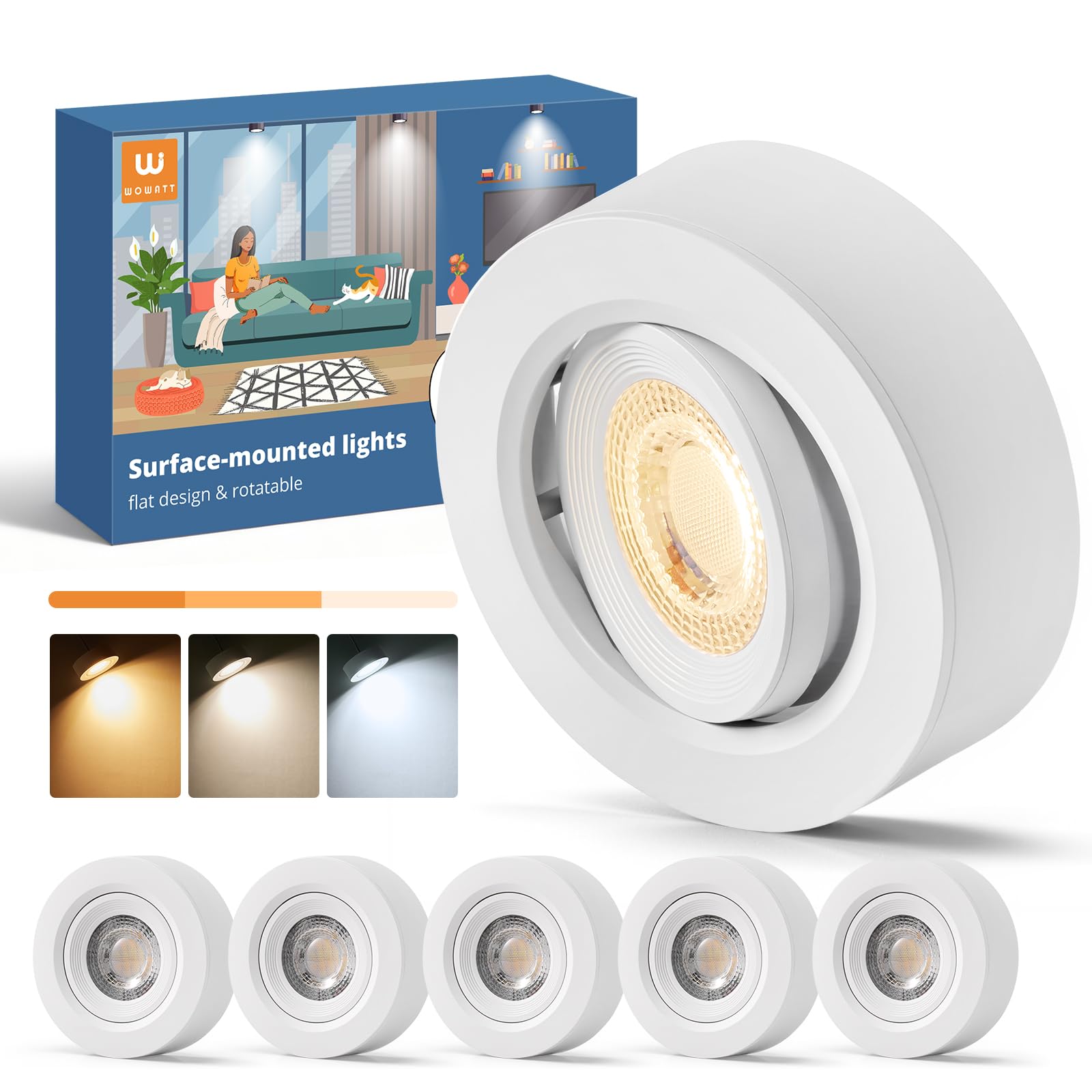 Wowatt 6 Pezzi Faretti LED Soffitto Dimmerabili 5.5W