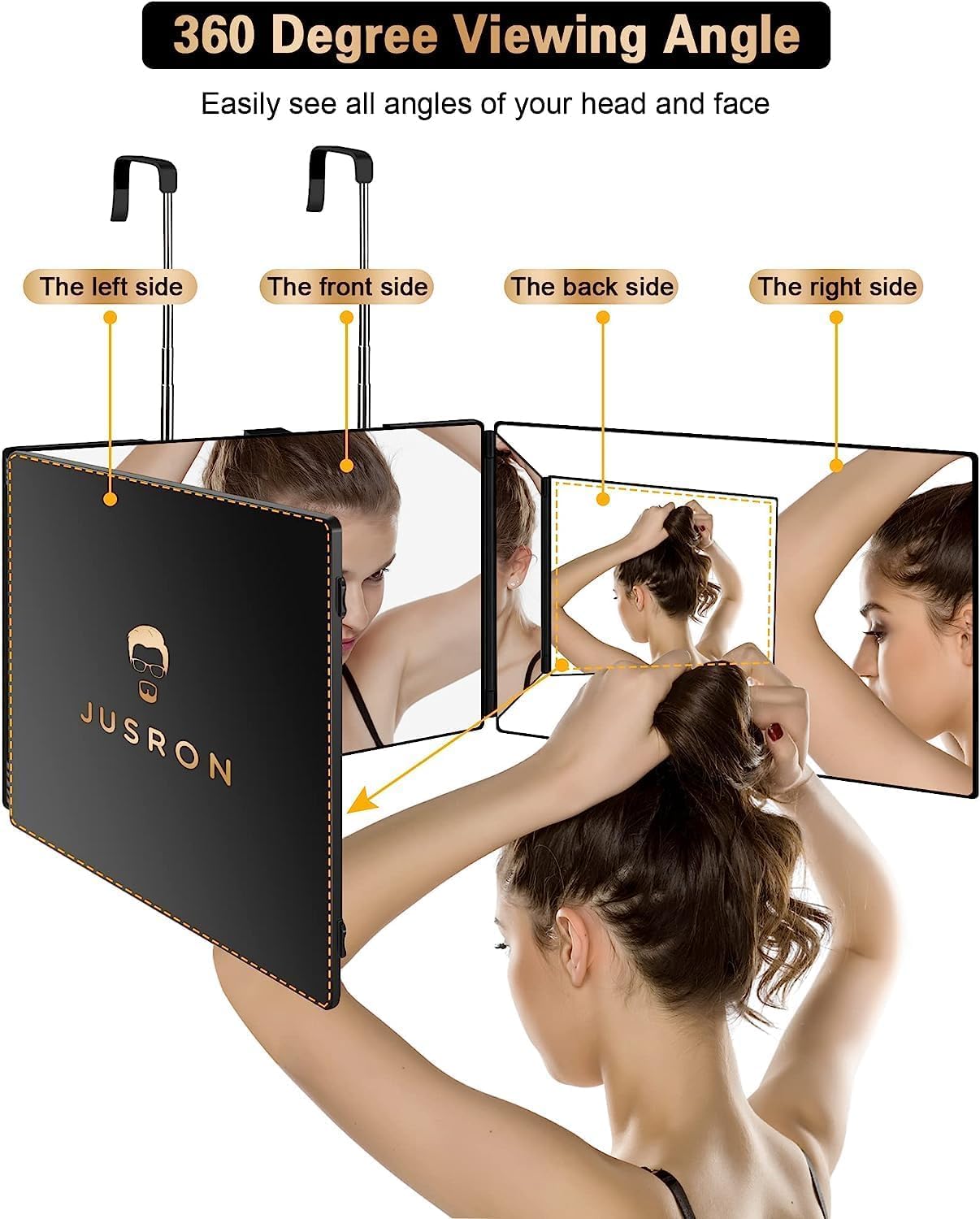 Jusron Specchio Pieghevole 360 Gradi da Appendere - immagine 2