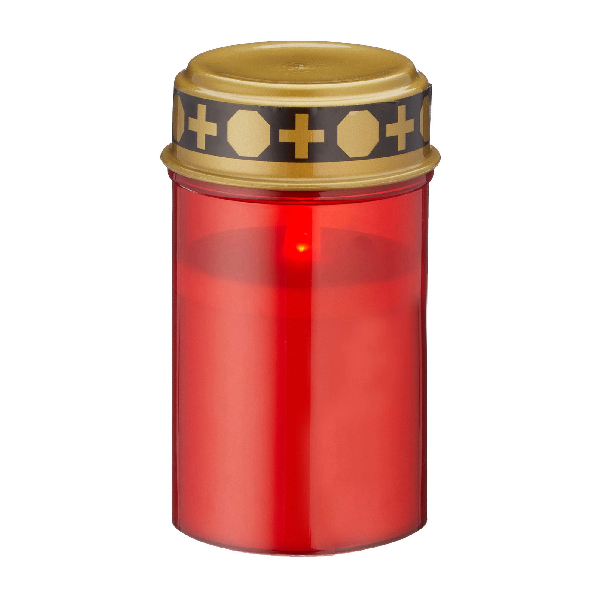 Set di 4 lumini funerari a LED, funzionamento a batteria, colore rosso, per cimitero (4 lumini funerari)