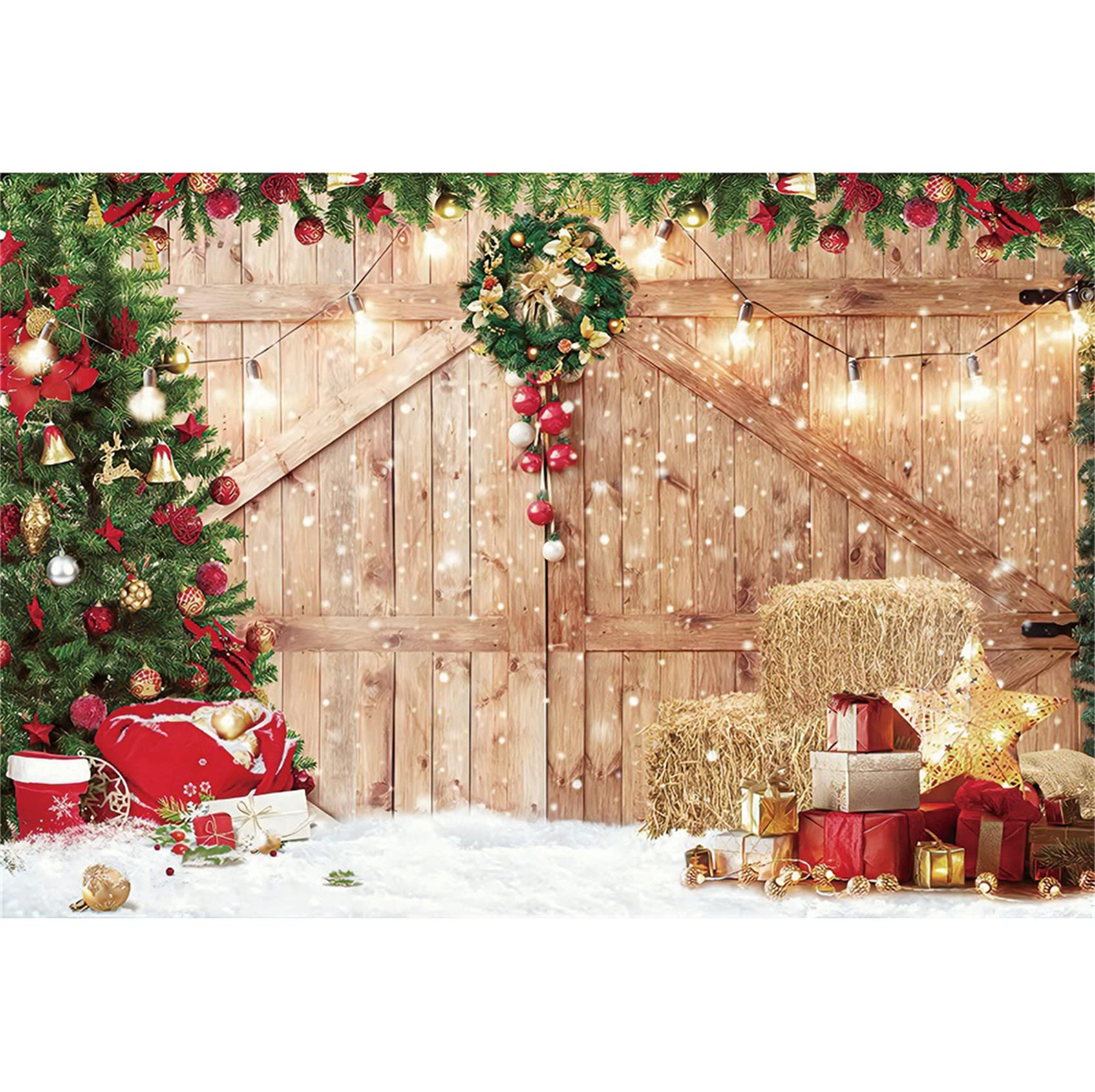 Renaiss Sfondo Fotografico 4.5x3m Tema Natale Fienile
