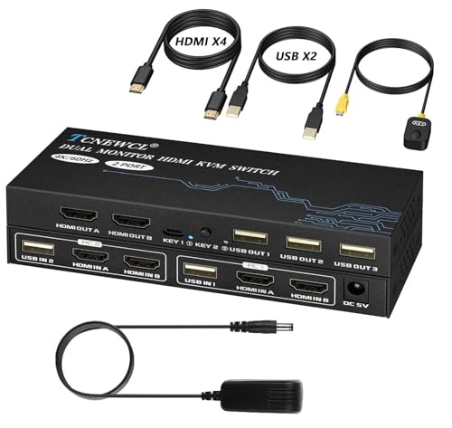 HDMI KVM Switch Dual Monitor 4K@60Hz 2 Porte