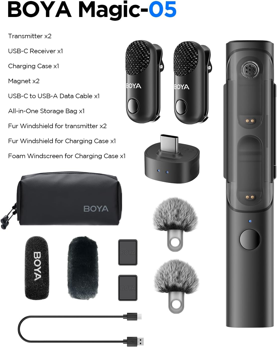 Boya Magic 4 in 1 Mini Microfono Wireless (2TX+1RX) - immagine 8