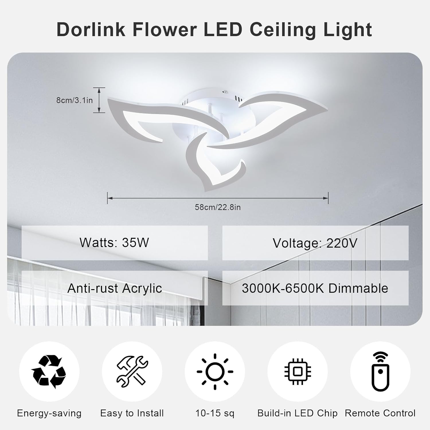 Dorlink Plafoniera LED Soffitto Dimmerabile 35W 58CM - immagine 2