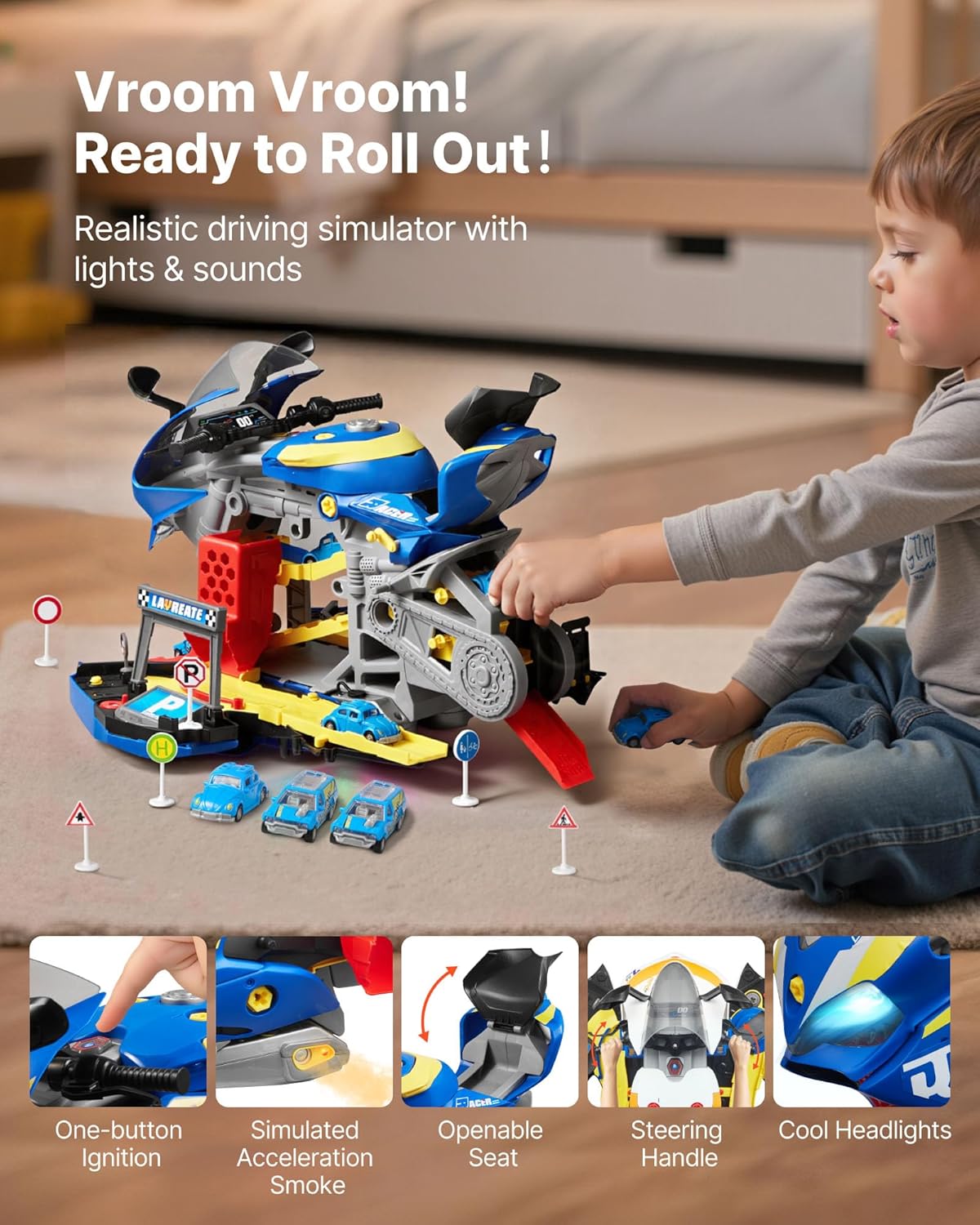 VEVOR Giocattolo Motore Moto 25 Pezzi, Blu - immagine 4