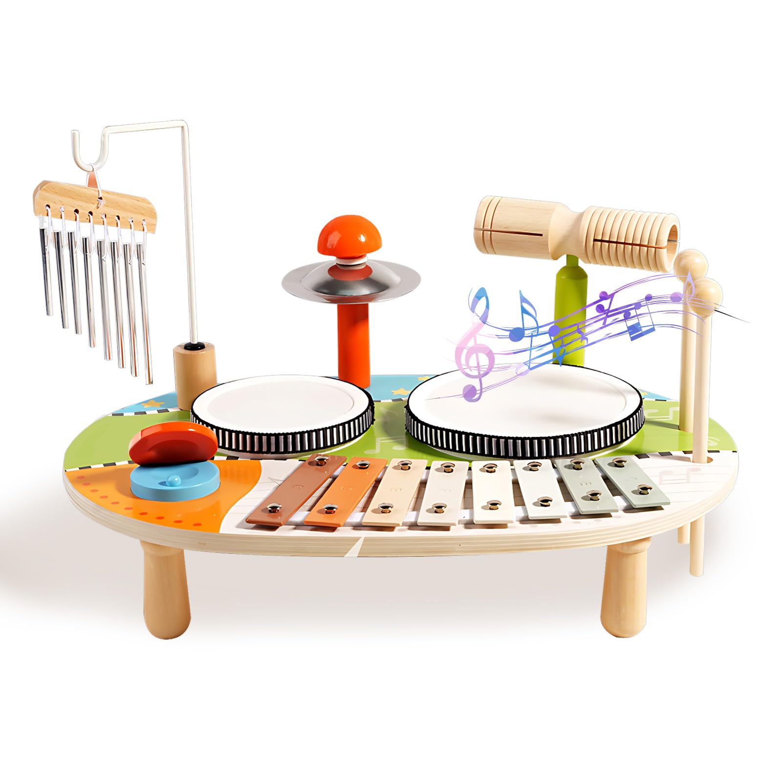 Kingbar Kit Batteria per Bambini in Legno 6 in 1