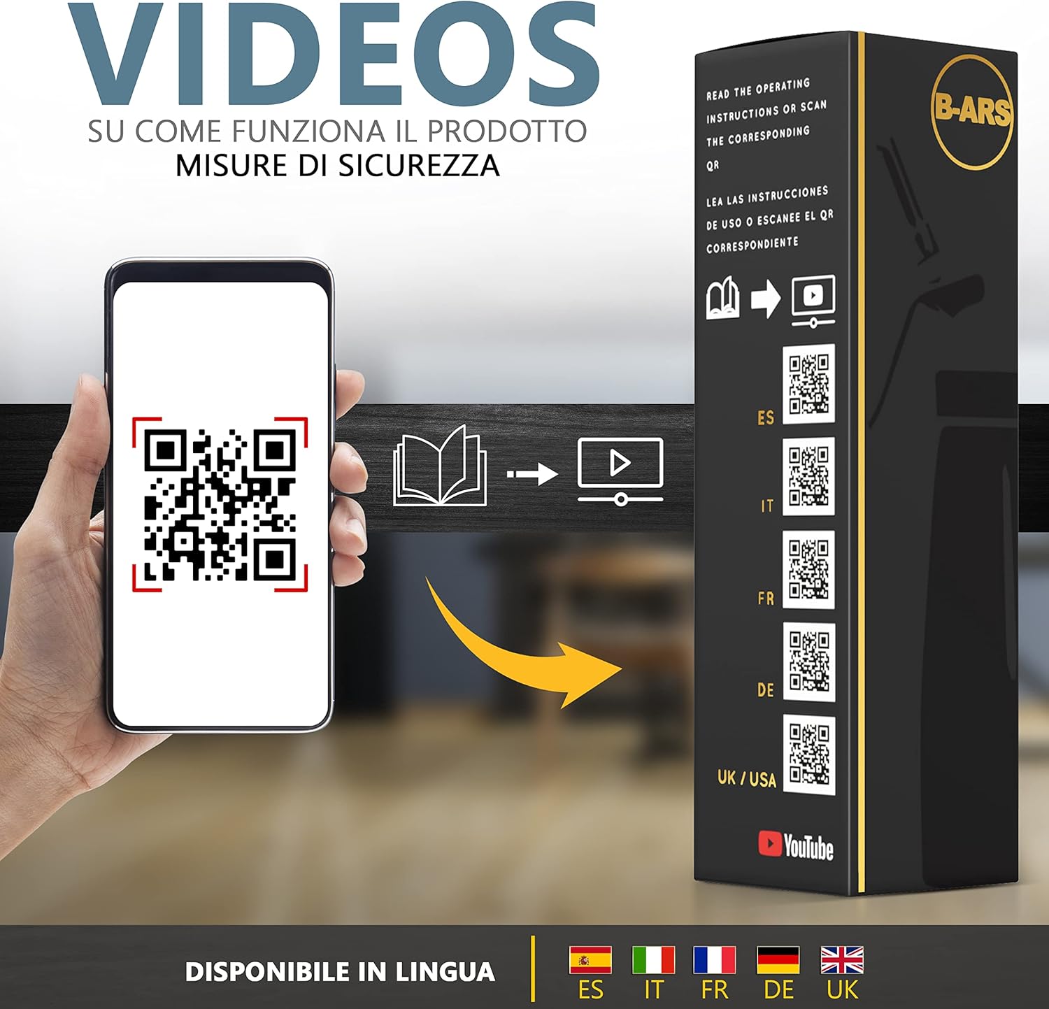 B-ARS Sifone da Cucina Professionale 500ML, Nero - immagine 5