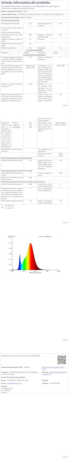 Lampada da Soffitto a LED Dimmerabile 48W 4800lm - immagine 12