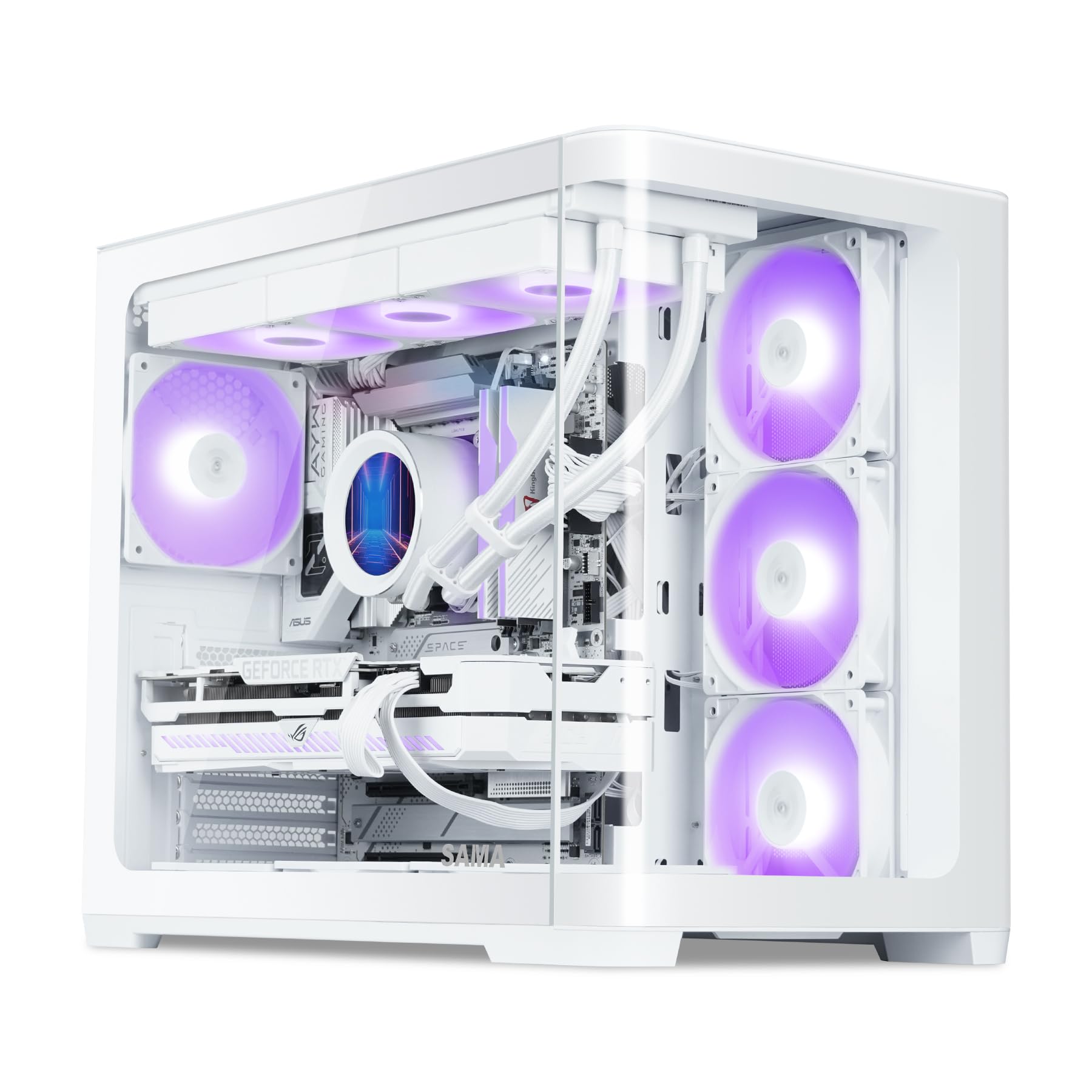 Sama V60 Case PC Mid Tower ATX ARGB, Bianco