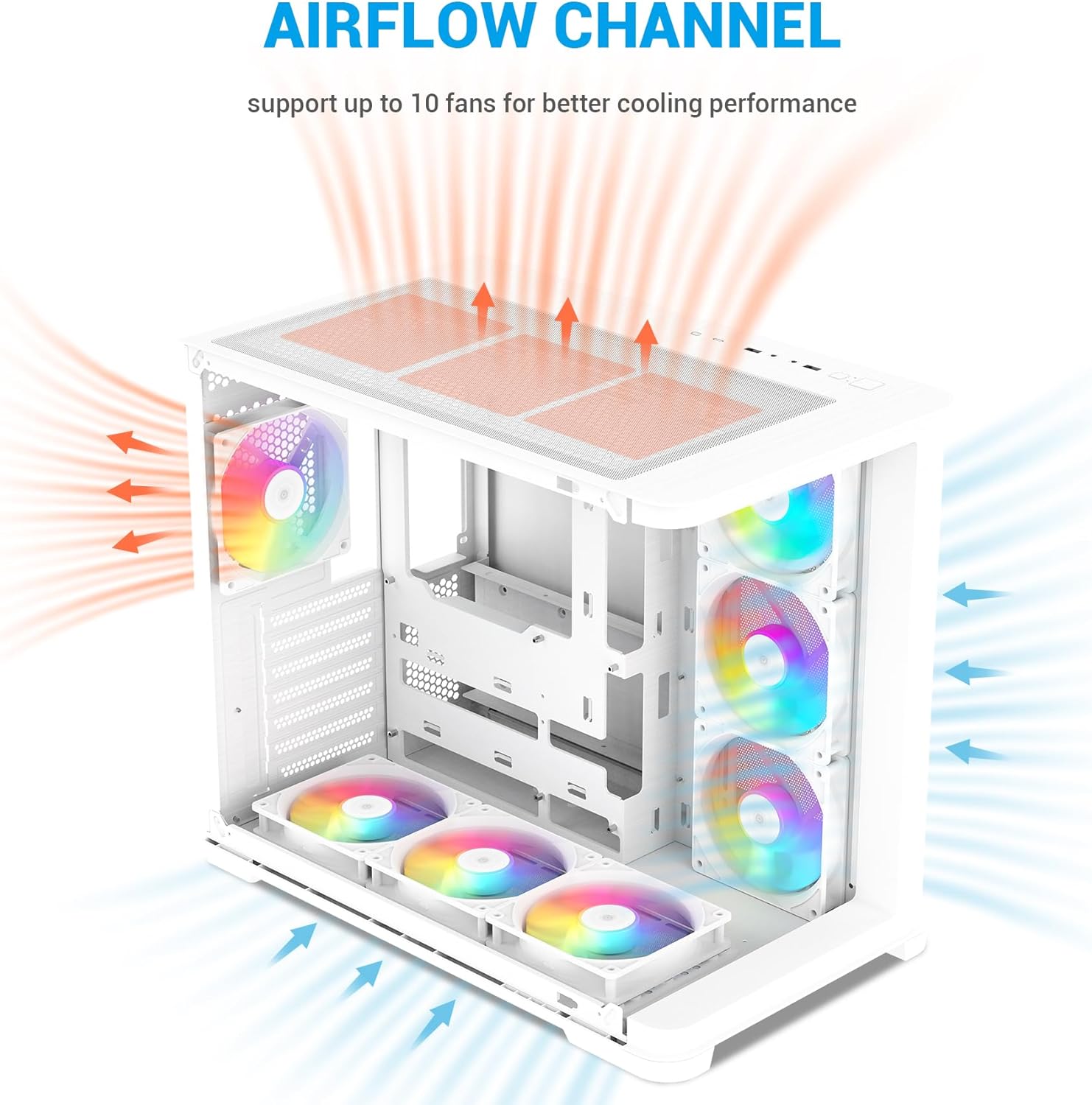 Sama V60 Case PC Mid Tower ATX ARGB, Bianco - immagine 3