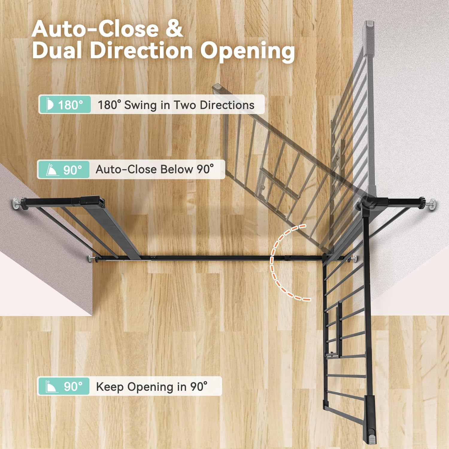 Comomy Cancello per Cani e Bambini 75-103cm, Nero - immagine 3