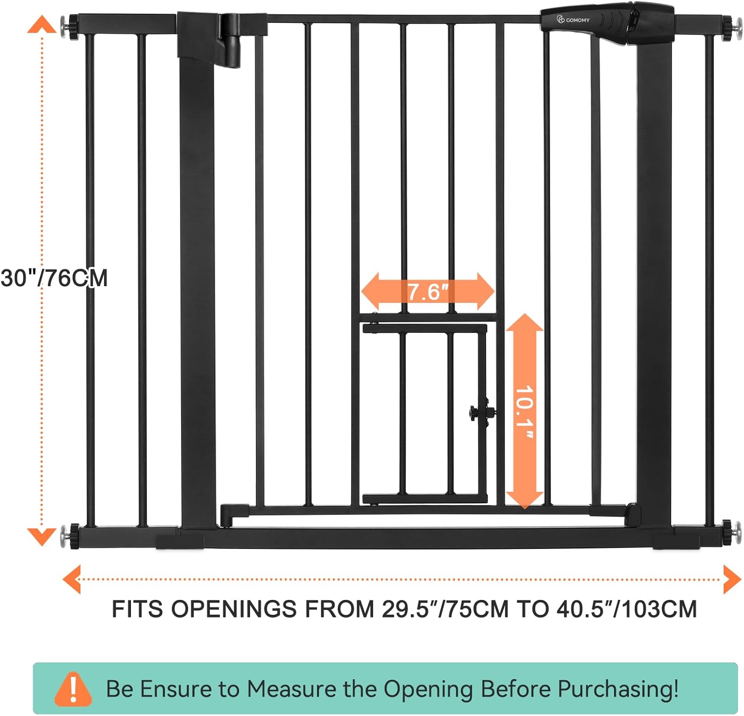 Comomy Cancello per Cani e Bambini 75-103cm, Nero - immagine 6