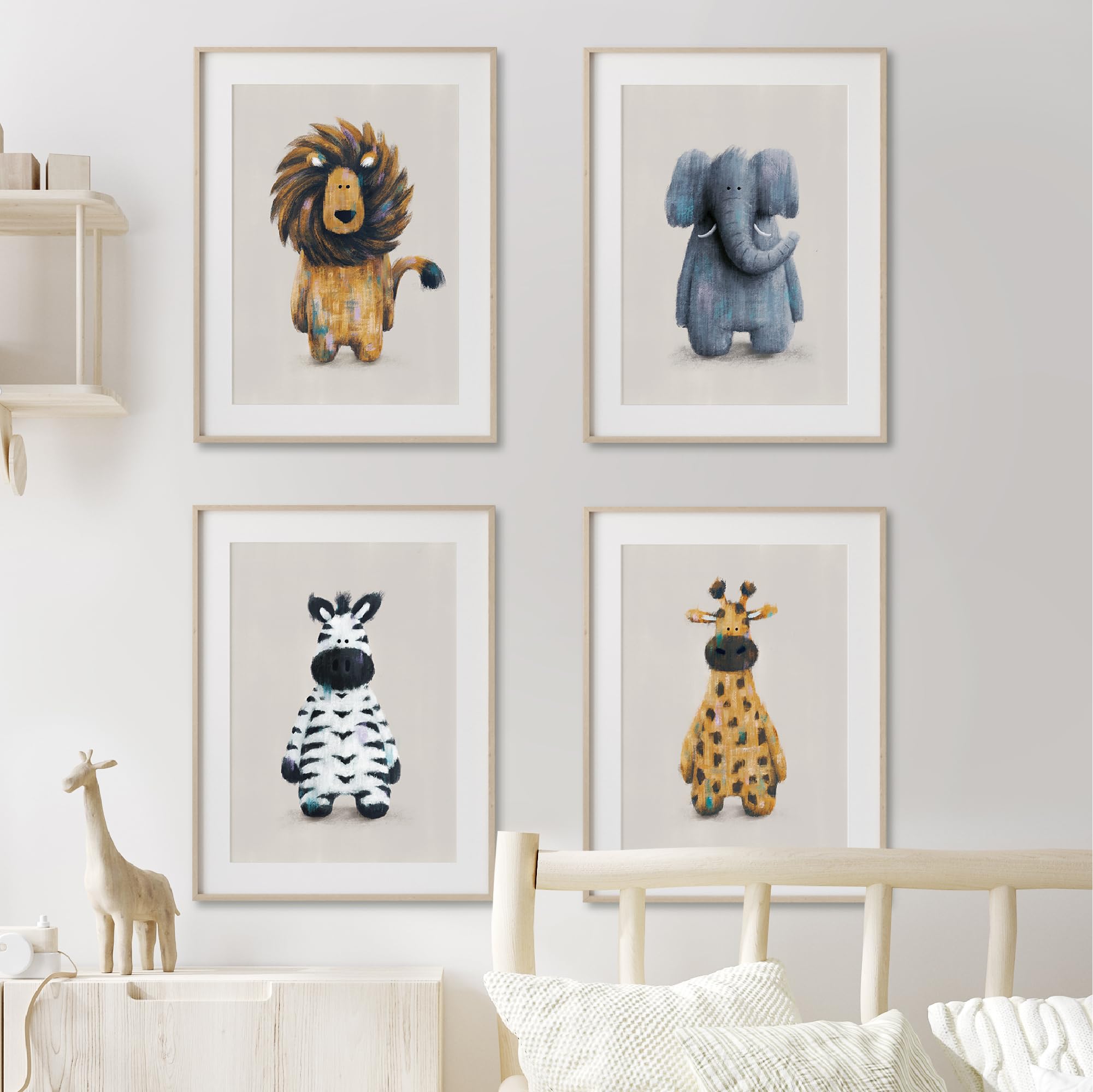 Tigercub Prints Stampe animali safari | A4 set di 4 | Stampate su carta di qualità professionale da 400 g/m² | Progettato e stampato nel Regno Unito | Decorazione per la cameretta dei bambini |