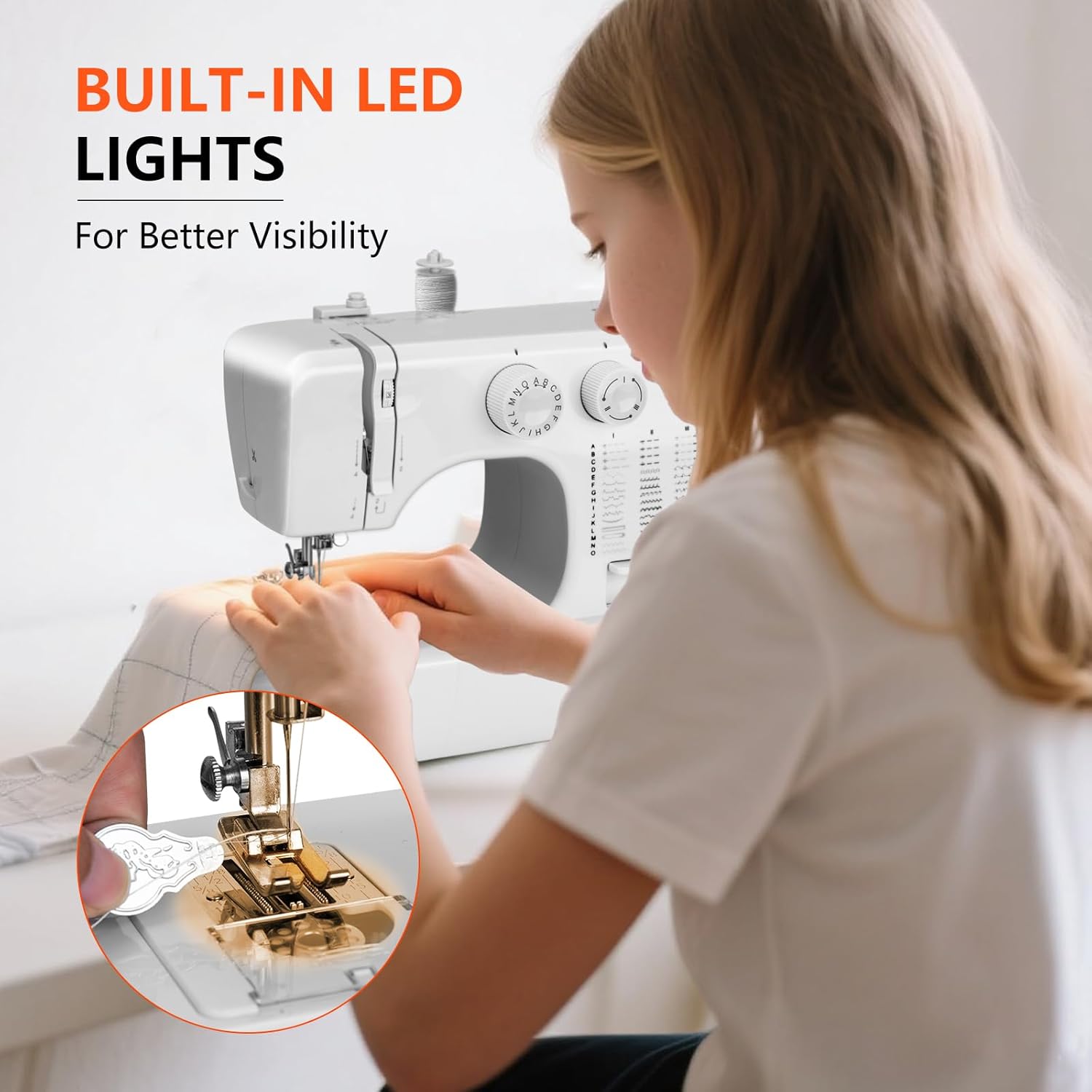 Macchina da Cucire 45 Punti con Luce LED e Pedale - immagine 5