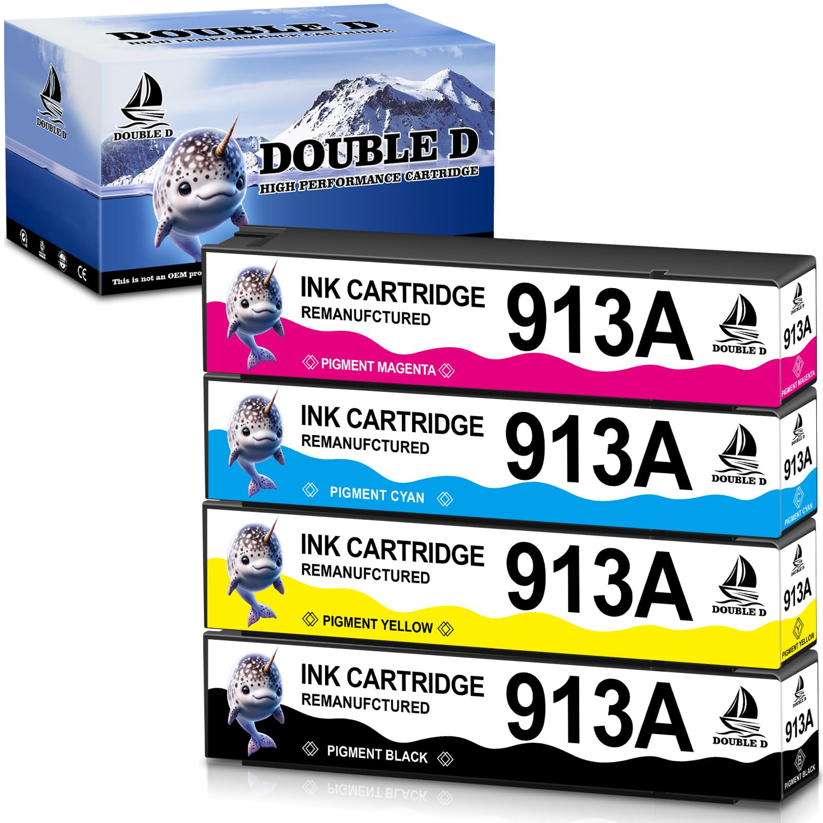 DOUBLE D 913A Multipack Cartuccia per HP 913A per HP PageWide Pro 377dw ...